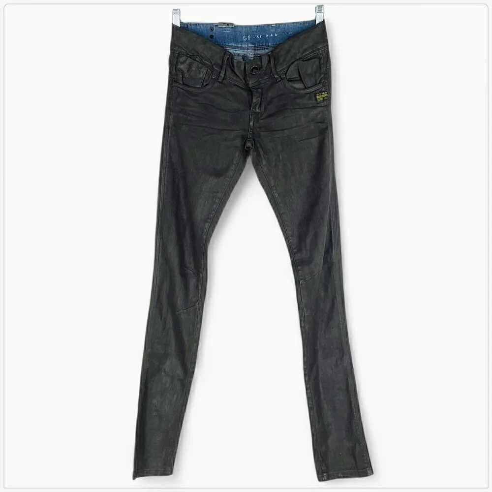 G-Star Jeans Fender Skinny Concrete Wash Gray Coated Wax Stretch NWT New Size 25